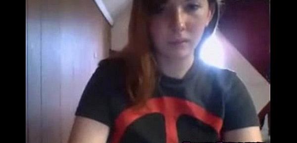  Sexy redheaded teen schoolgirl teases on webcam